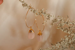 Rose Quartz Hoop Earrings~ Divine Love