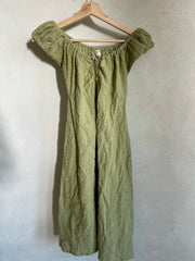 Green Cotton Embroidered Dress