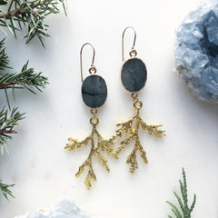 Labradorite and Sacred Cedar Earrings