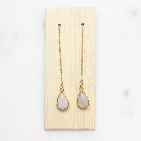 Moonstone Threader Earrings