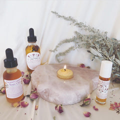 Rose Quartz~ Candle Holder~ large polished slab