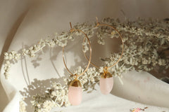 Rose Quartz Hoop Earrings~ Divine Love