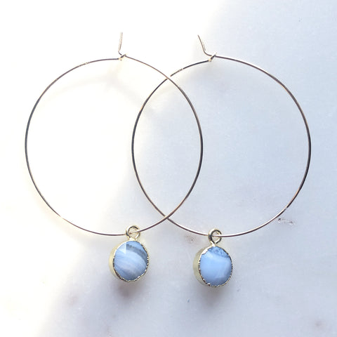 Blue Lace Agate Hoops