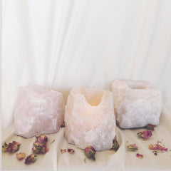 Raw Rose Quartz Candle Holder (tea light)