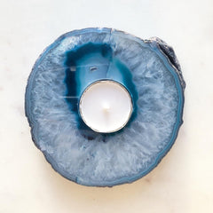 Blue Agate~ Crystal Tealight candle holder~ Relaxation, Healing, Protection