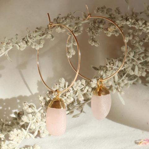Rose Quartz Hoop Earrings~ Divine Love