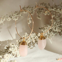 Rose Quartz Hoop Earrings~ Divine Love
